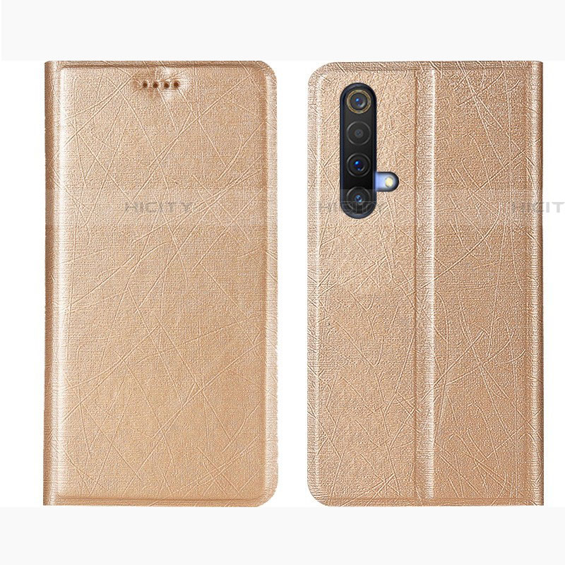 Coque Portefeuille Livre Cuir Etui Clapet L01 pour Realme X50t 5G Or Plus