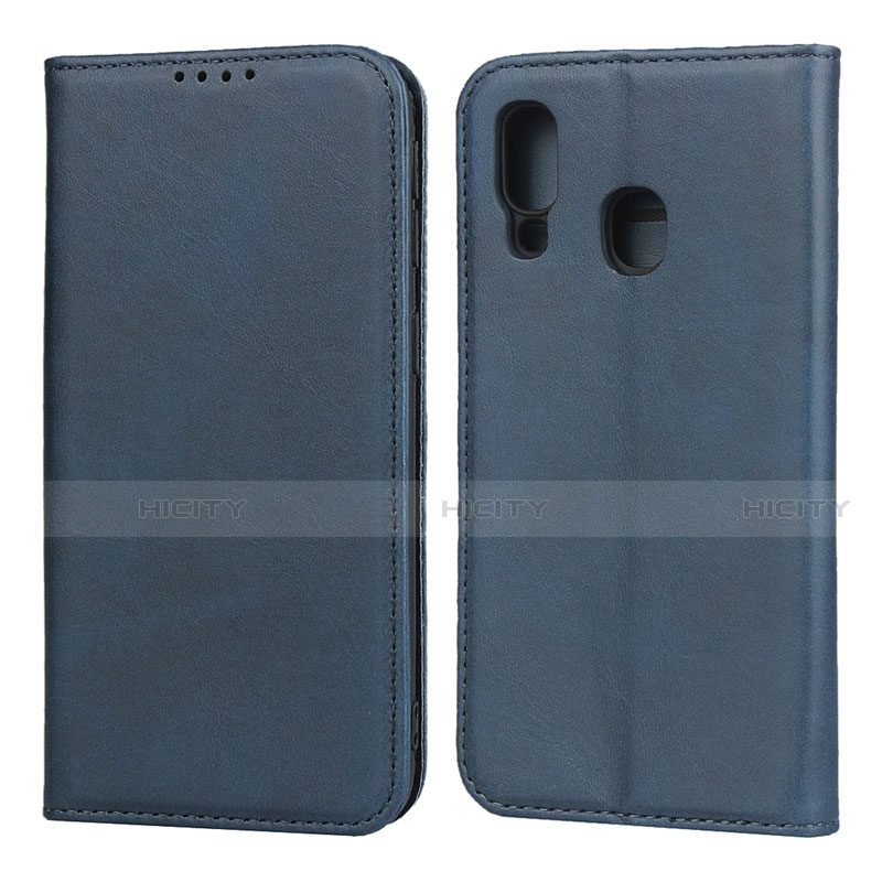 Coque Portefeuille Livre Cuir Etui Clapet L01 pour Samsung Galaxy A40 Bleu Plus