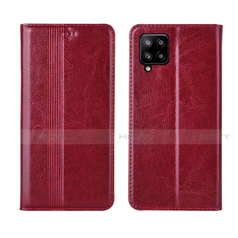 Coque Portefeuille Livre Cuir Etui Clapet L01 pour Samsung Galaxy A42 5G Vin Rouge Plus