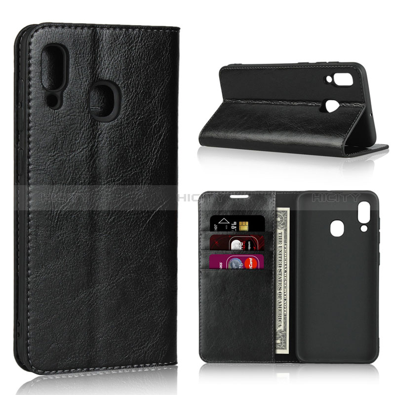 Coque Portefeuille Livre Cuir Etui Clapet L01 pour Samsung Galaxy M10S Noir Plus