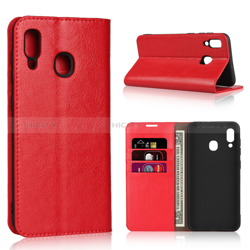 Coque Portefeuille Livre Cuir Etui Clapet L01 pour Samsung Galaxy M10S Rouge Plus