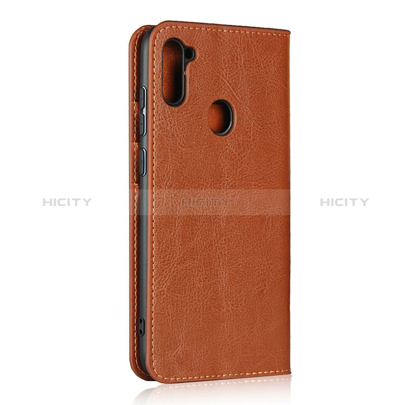 Coque Portefeuille Livre Cuir Etui Clapet L01 pour Samsung Galaxy M11 Brun Clair Plus