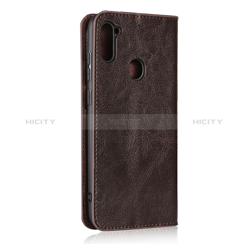 Coque Portefeuille Livre Cuir Etui Clapet L01 pour Samsung Galaxy M11 Marron Plus