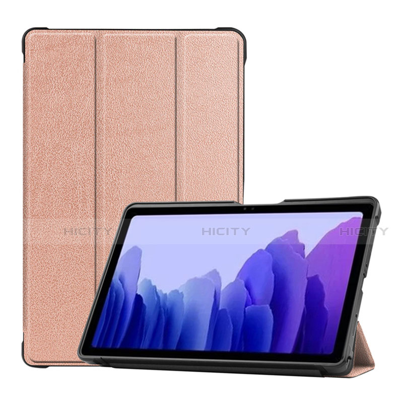 Coque Portefeuille Livre Cuir Etui Clapet L01 pour Samsung Galaxy Tab A7 4G 10.4 SM-T505 Or Rose Plus