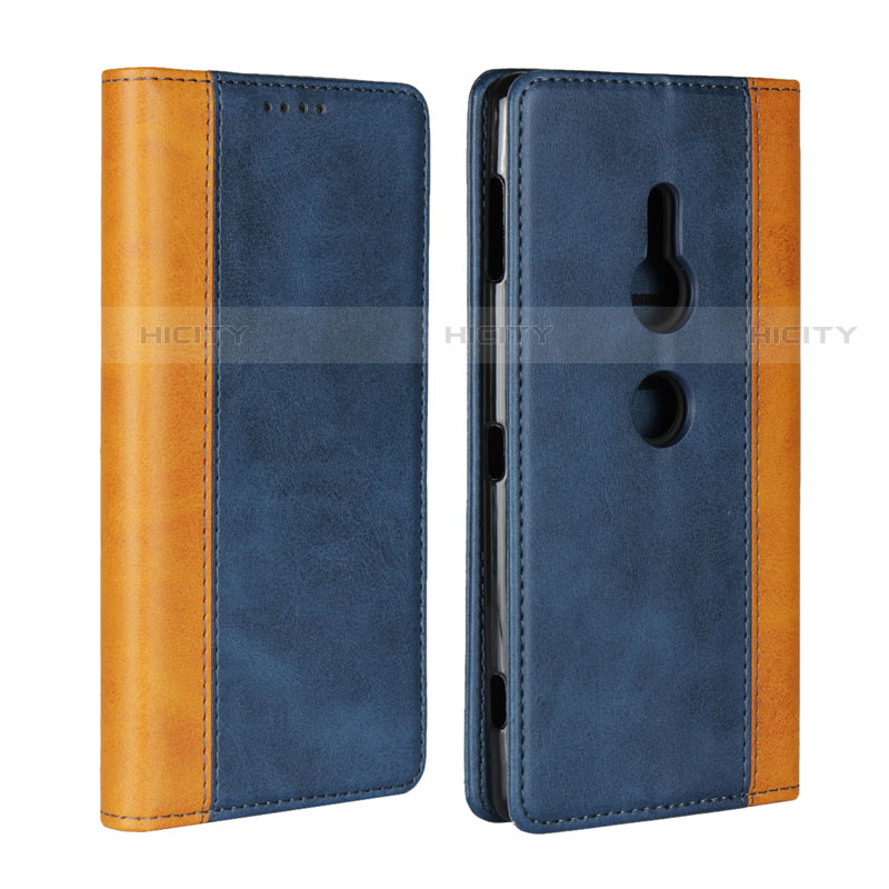 Coque Portefeuille Livre Cuir Etui Clapet L01 pour Sony Xperia XZ2 Bleu Plus