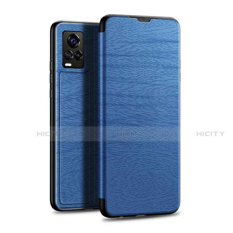 Coque Portefeuille Livre Cuir Etui Clapet L01 pour Vivo V20 Pro 5G Bleu Plus