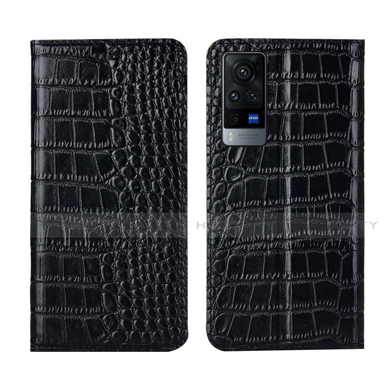 Coque Portefeuille Livre Cuir Etui Clapet L01 pour Vivo X60 5G Noir Plus