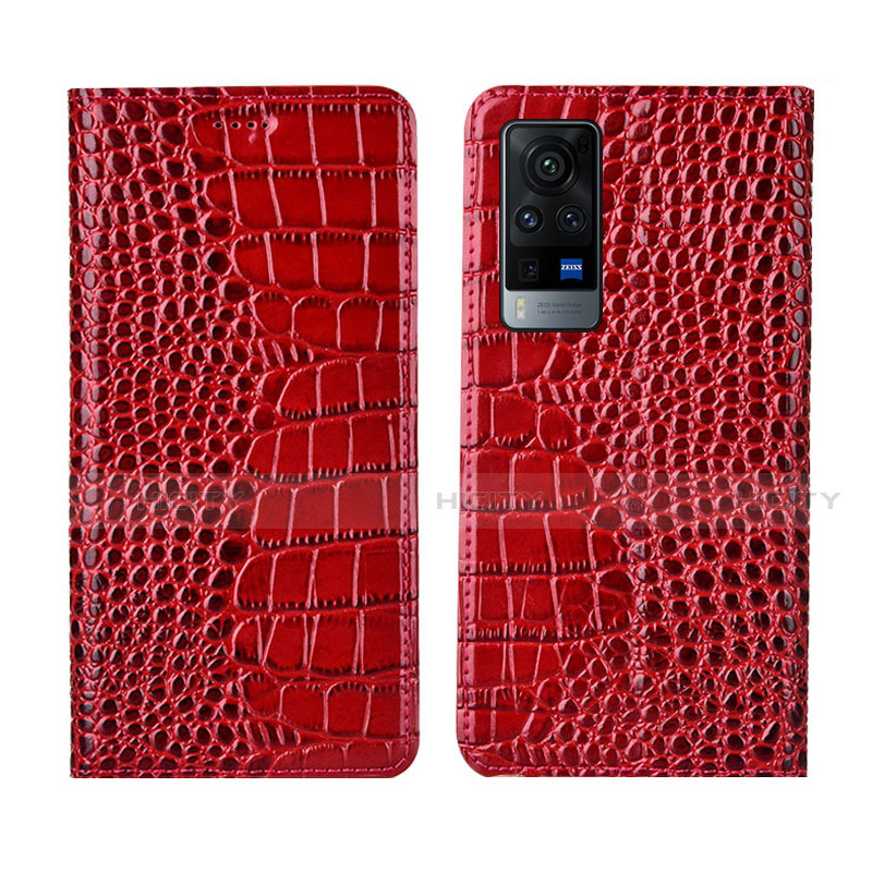 Coque Portefeuille Livre Cuir Etui Clapet L01 pour Vivo X60 Pro 5G Rouge Plus