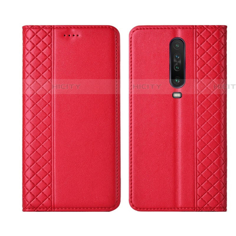 Coque Portefeuille Livre Cuir Etui Clapet L01 pour Xiaomi Redmi K30 5G Rouge Plus