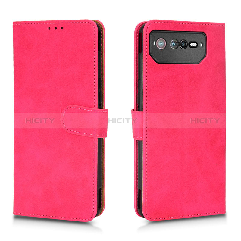 Coque Portefeuille Livre Cuir Etui Clapet L01Z pour Asus ROG Phone 6 Rose Rouge Plus