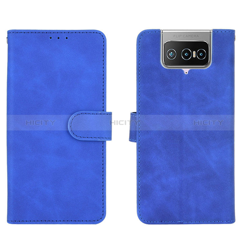 Coque Portefeuille Livre Cuir Etui Clapet L01Z pour Asus Zenfone 7 ZS670KS Bleu Plus