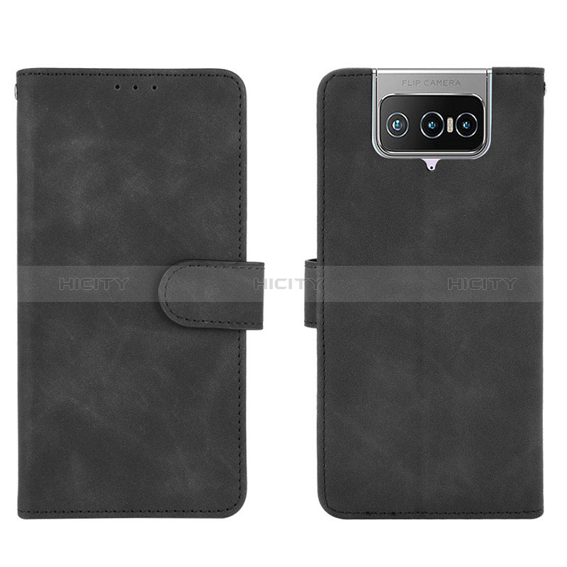 Coque Portefeuille Livre Cuir Etui Clapet L01Z pour Asus ZenFone 8 Flip ZS672KS Noir Plus