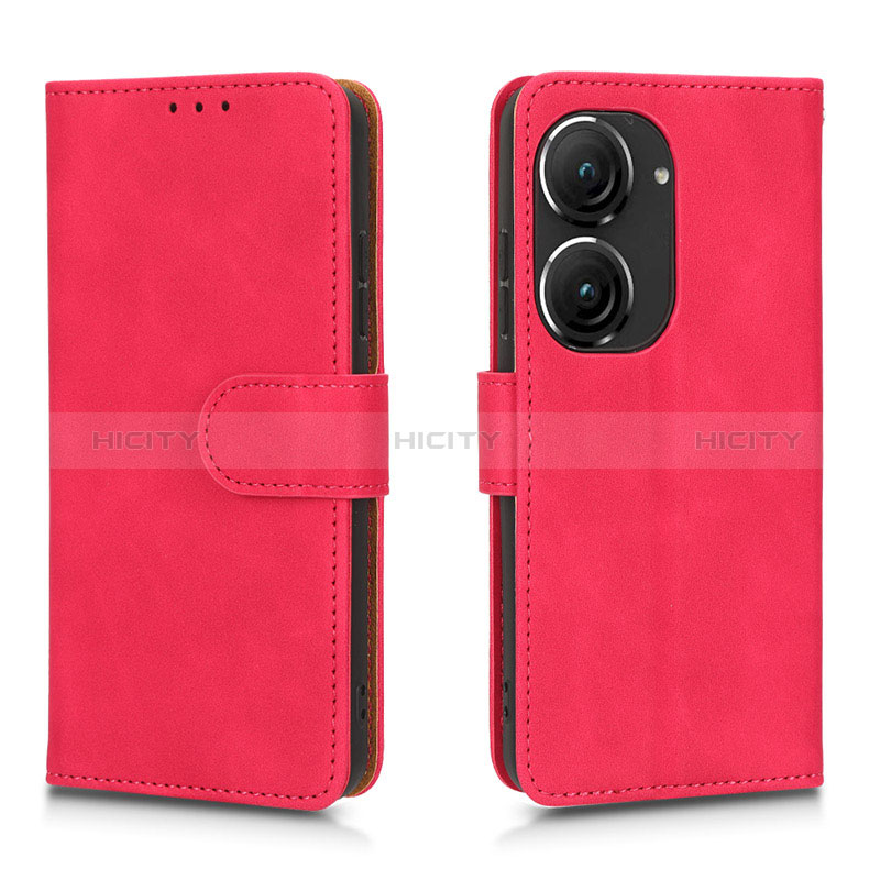 Coque Portefeuille Livre Cuir Etui Clapet L01Z pour Asus Zenfone 9 Rose Rouge Plus