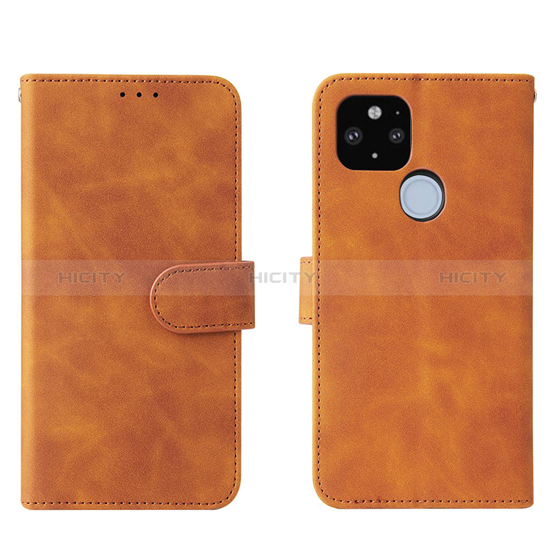 Coque Portefeuille Livre Cuir Etui Clapet L01Z pour Google Pixel 5a 5G Marron Plus