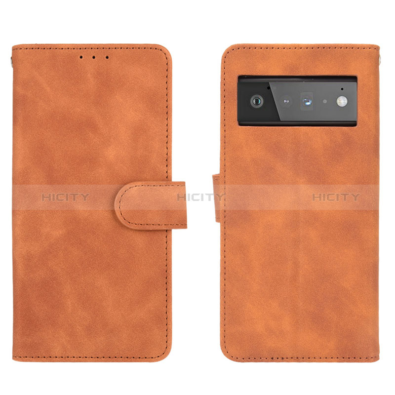 Coque Portefeuille Livre Cuir Etui Clapet L01Z pour Google Pixel 6 5G Marron Plus