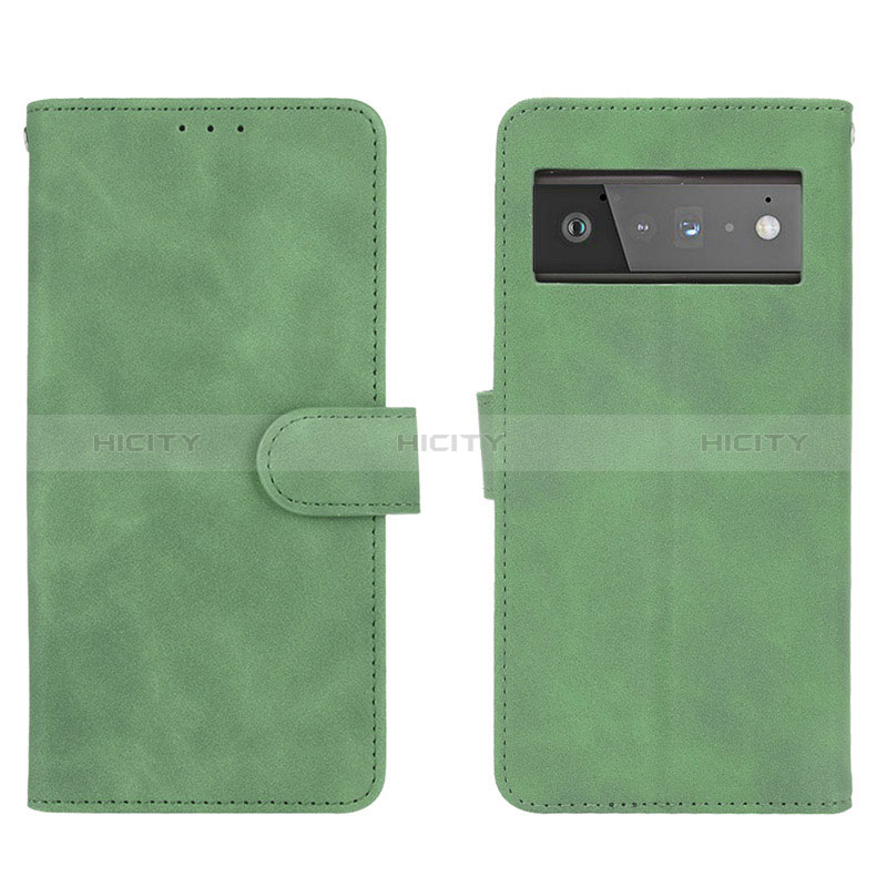 Coque Portefeuille Livre Cuir Etui Clapet L01Z pour Google Pixel 6 Pro 5G Vert Plus