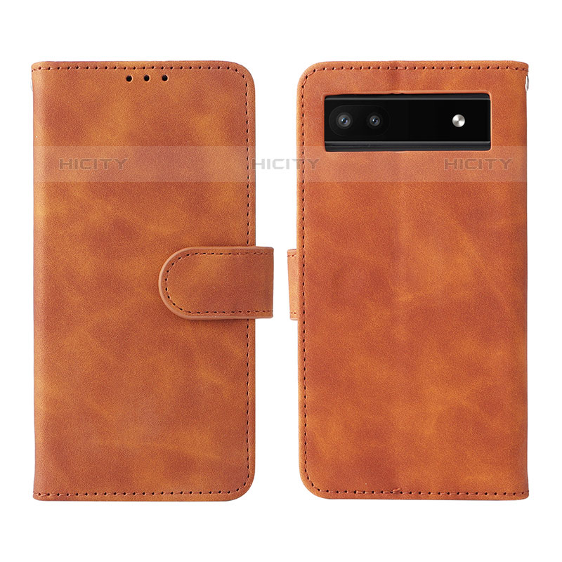 Coque Portefeuille Livre Cuir Etui Clapet L01Z pour Google Pixel 6a 5G Marron Plus