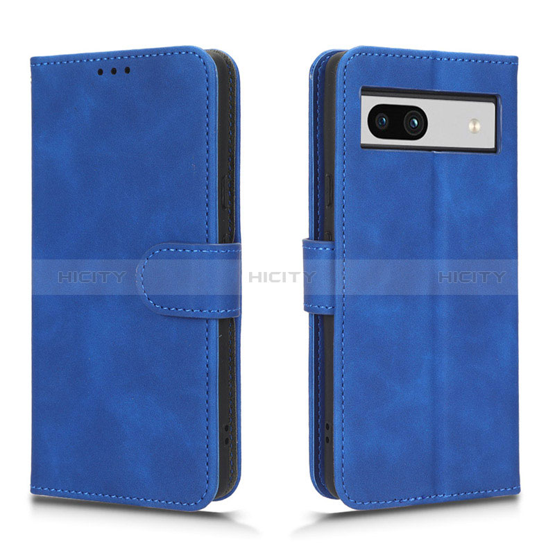 Coque Portefeuille Livre Cuir Etui Clapet L01Z pour Google Pixel 7a 5G Bleu Plus