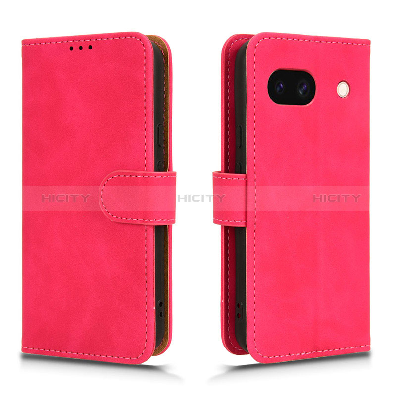 Coque Portefeuille Livre Cuir Etui Clapet L01Z pour Google Pixel 8a 5G Rose Rouge Plus