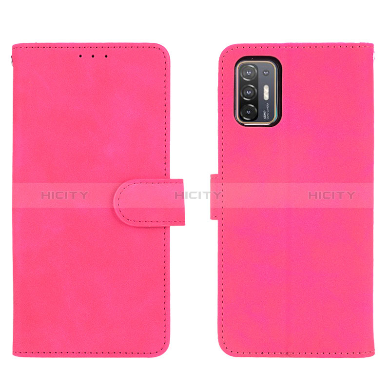 Coque Portefeuille Livre Cuir Etui Clapet L01Z pour HTC Desire 21 Pro 5G Rose Rouge Plus