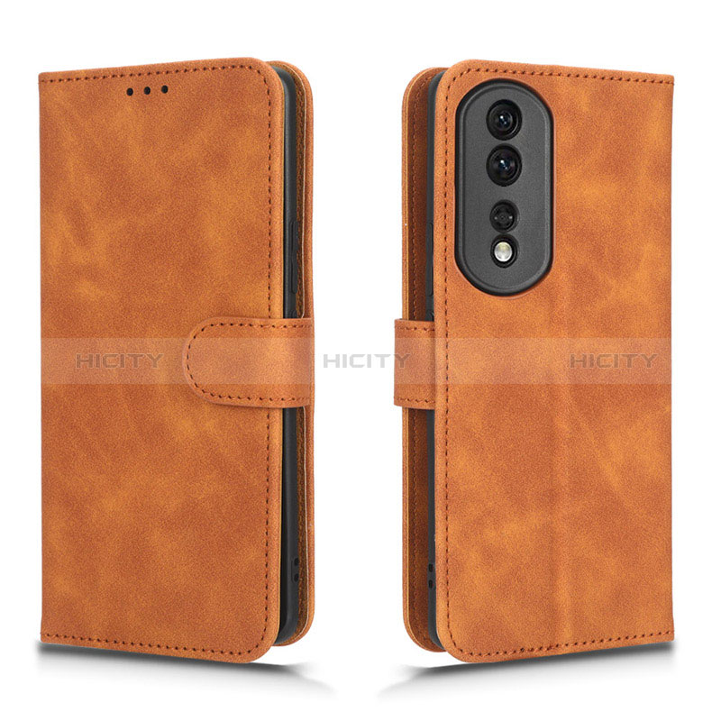 Coque Portefeuille Livre Cuir Etui Clapet L01Z pour Huawei Honor 80 Pro Flat 5G Marron Plus