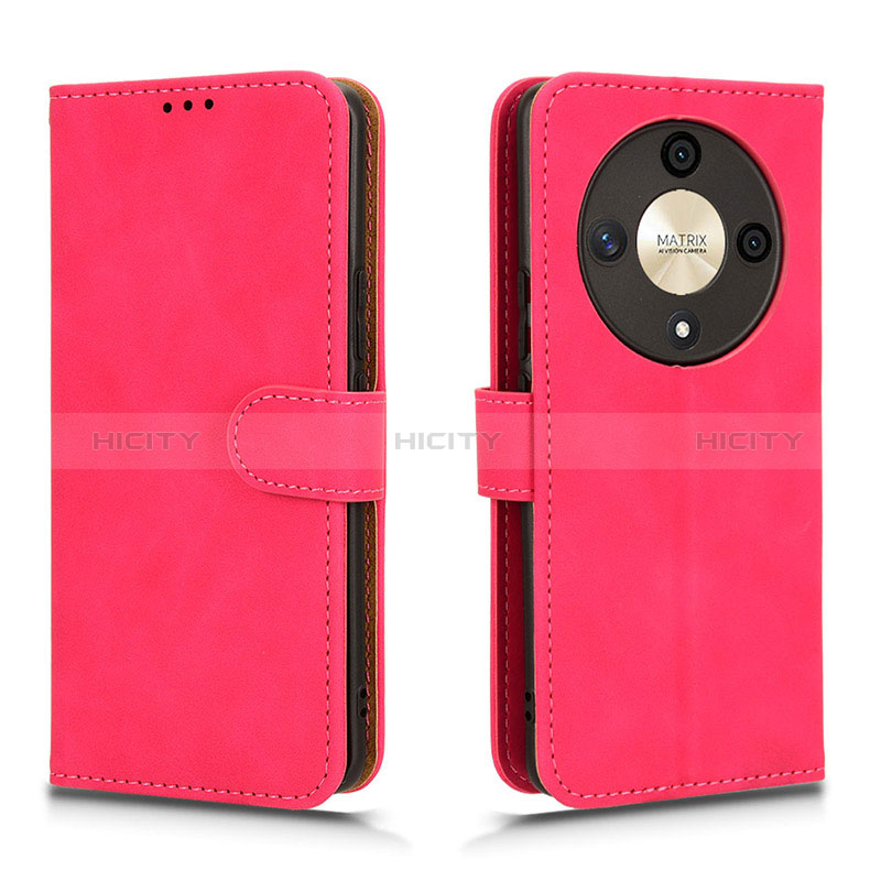 Coque Portefeuille Livre Cuir Etui Clapet L01Z pour Huawei Honor Magic6 Lite 5G Rose Rouge Plus