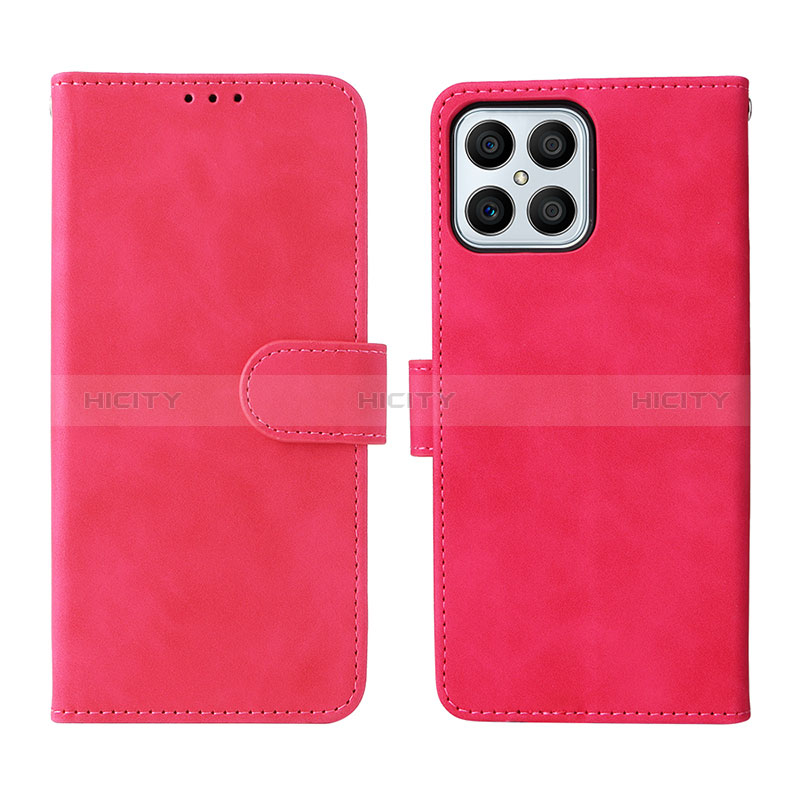 Coque Portefeuille Livre Cuir Etui Clapet L01Z pour Huawei Honor X8 4G Rose Rouge Plus