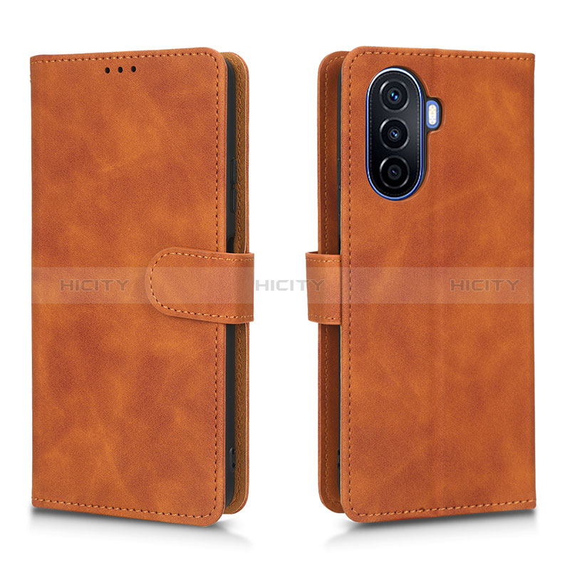 Coque Portefeuille Livre Cuir Etui Clapet L01Z pour Huawei Nova Y70 Marron Plus