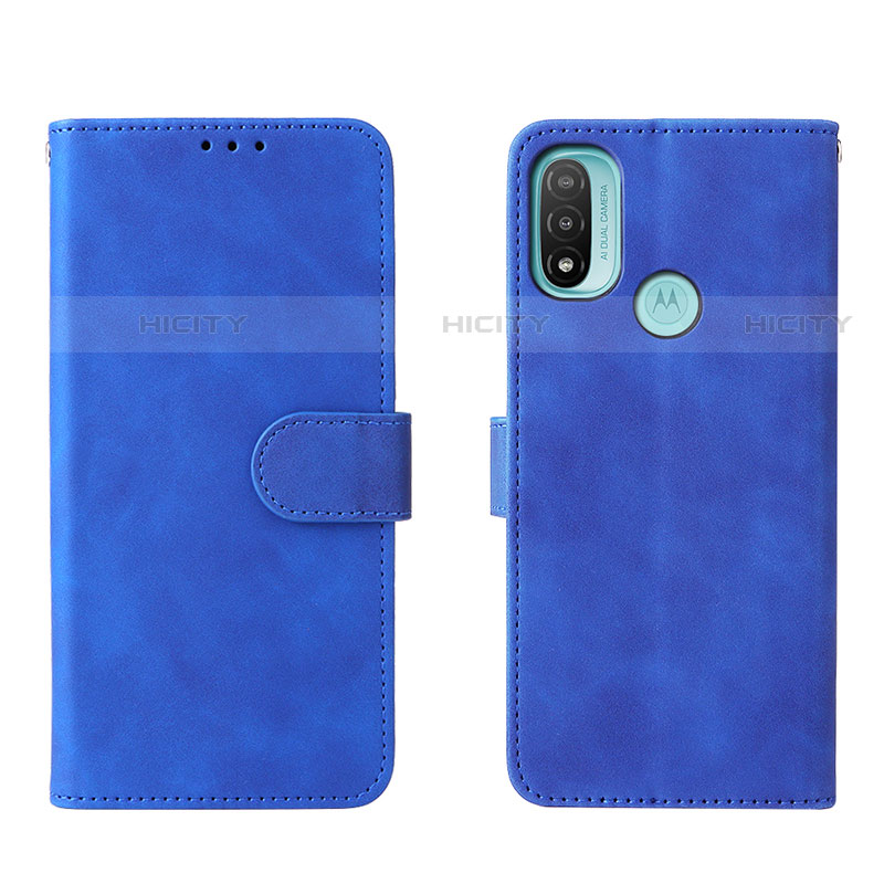 Coque Portefeuille Livre Cuir Etui Clapet L01Z pour Motorola Moto E20 Bleu Plus
