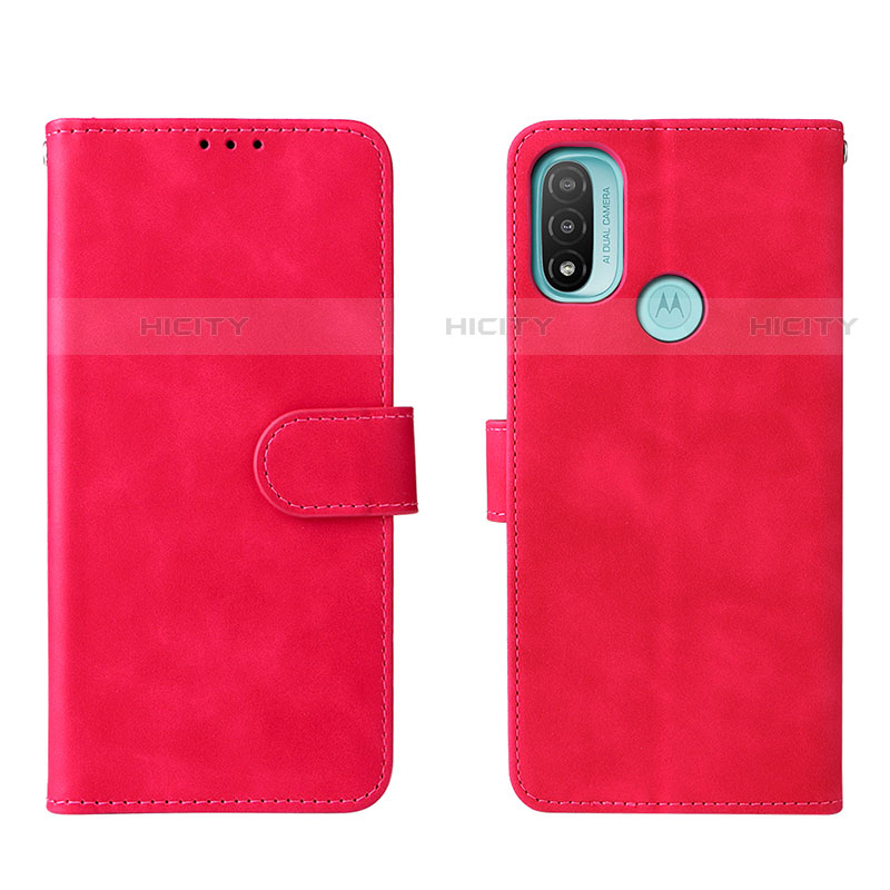 Coque Portefeuille Livre Cuir Etui Clapet L01Z pour Motorola Moto E20 Rose Rouge Plus