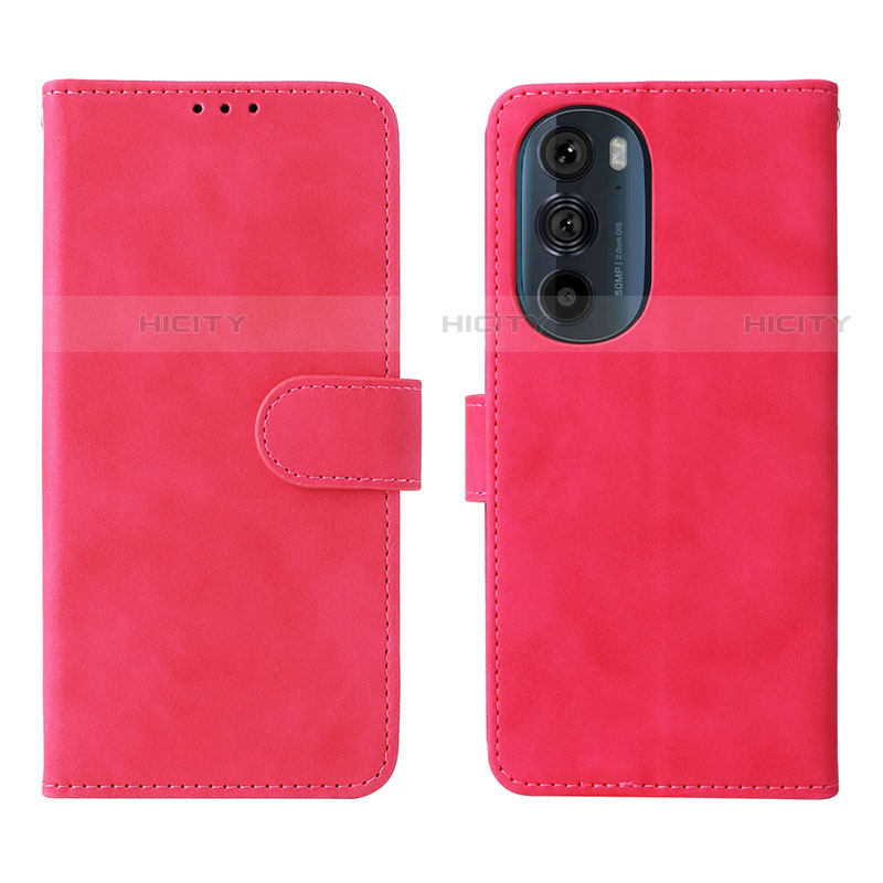 Coque Portefeuille Livre Cuir Etui Clapet L01Z pour Motorola Moto Edge Plus (2022) 5G Rose Rouge Plus