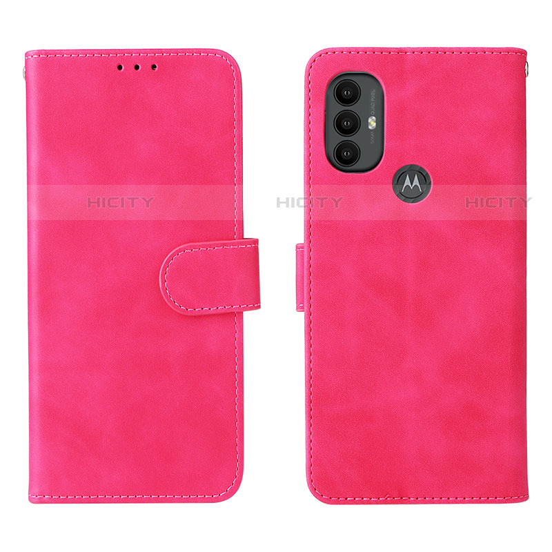 Coque Portefeuille Livre Cuir Etui Clapet L01Z pour Motorola Moto G Play Gen 2 Rose Rouge Plus