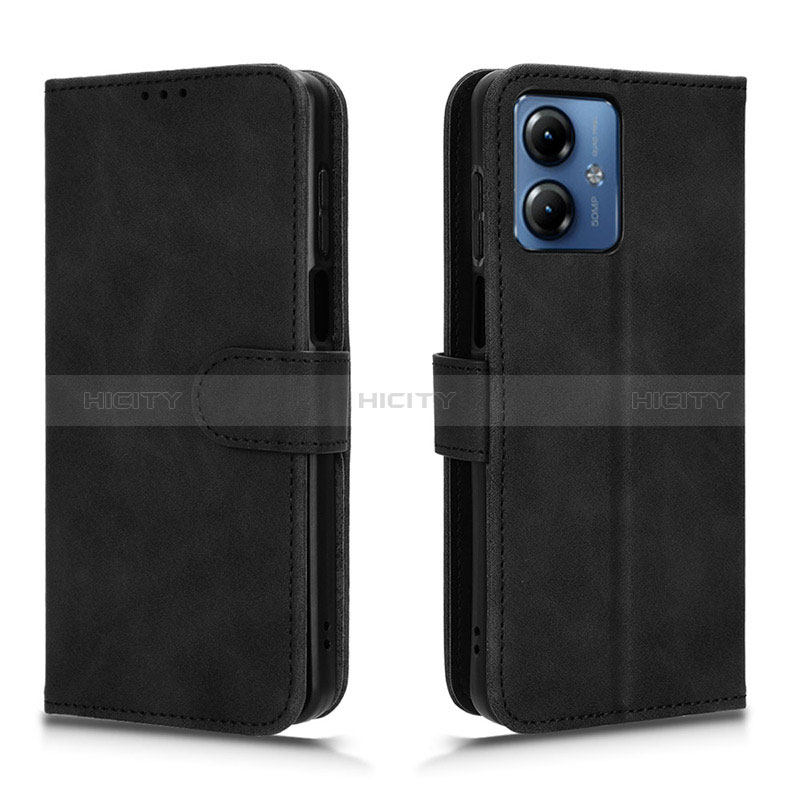 Coque Portefeuille Livre Cuir Etui Clapet L01Z pour Motorola Moto G14 Noir Plus