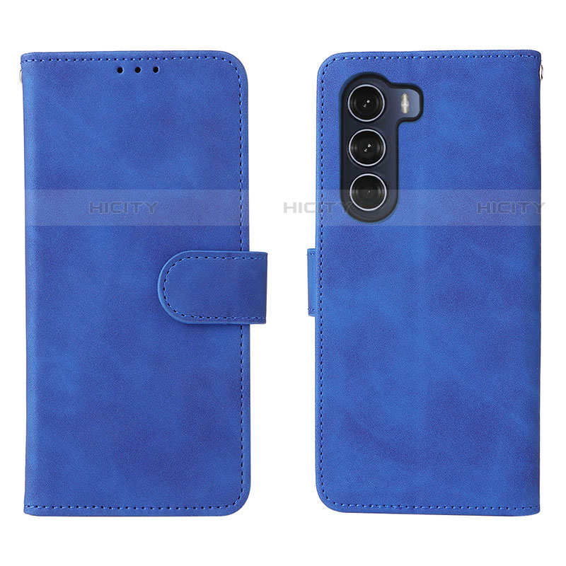 Coque Portefeuille Livre Cuir Etui Clapet L01Z pour Motorola Moto G200 5G Bleu Plus