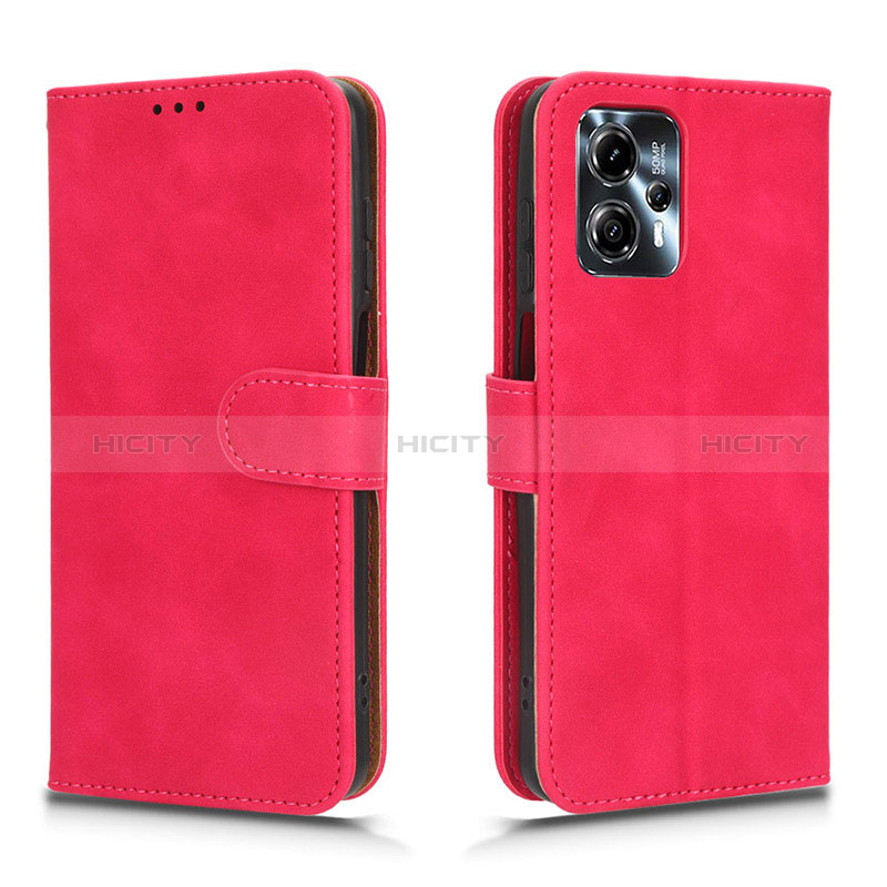 Coque Portefeuille Livre Cuir Etui Clapet L01Z pour Motorola Moto G23 Rose Rouge Plus