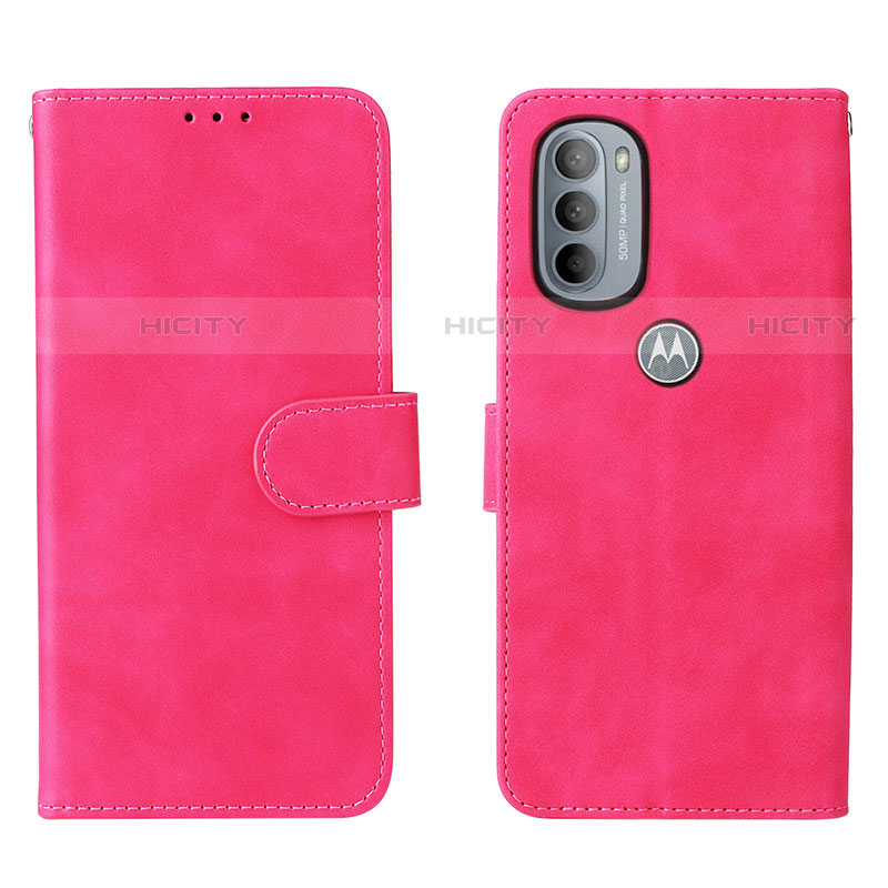 Coque Portefeuille Livre Cuir Etui Clapet L01Z pour Motorola Moto G41 Rose Rouge Plus