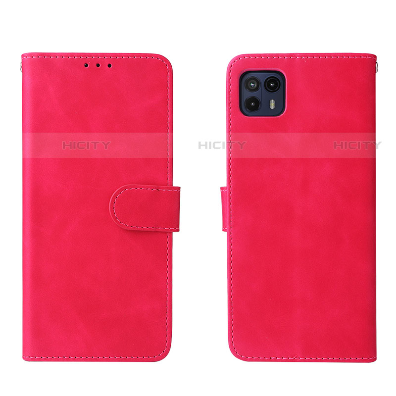 Coque Portefeuille Livre Cuir Etui Clapet L01Z pour Motorola Moto G50 5G Rose Rouge Plus