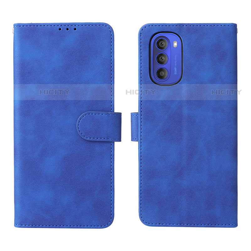 Coque Portefeuille Livre Cuir Etui Clapet L01Z pour Motorola Moto G51 5G Bleu Plus