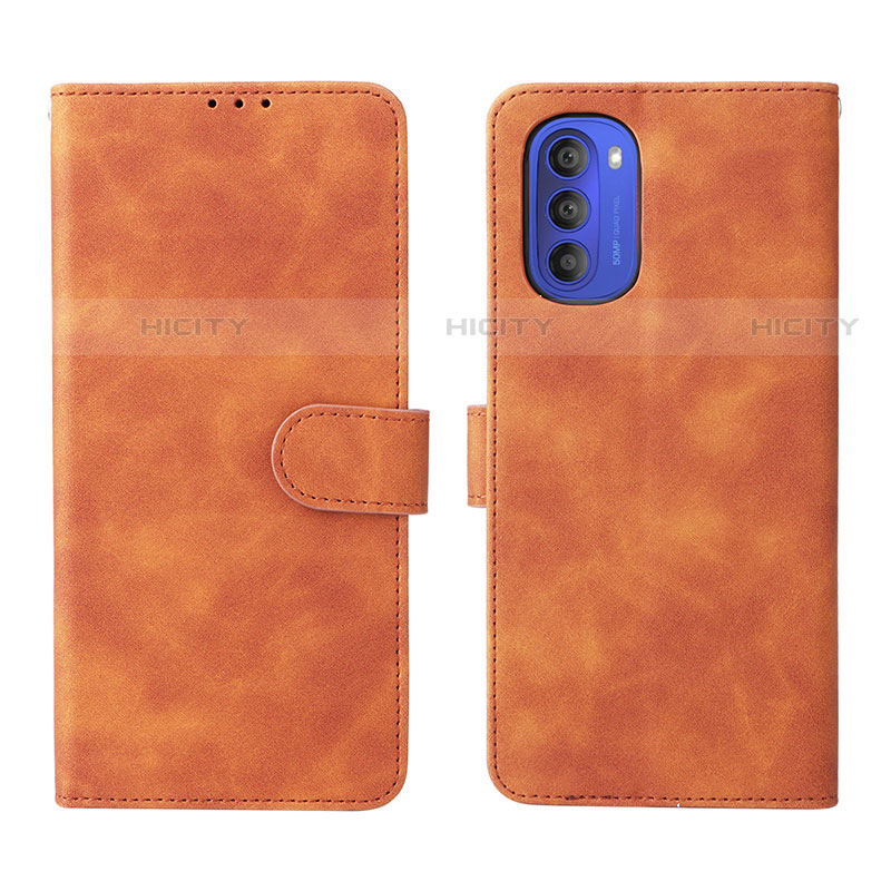 Coque Portefeuille Livre Cuir Etui Clapet L01Z pour Motorola Moto G51 5G Marron Plus