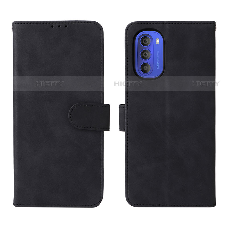 Coque Portefeuille Livre Cuir Etui Clapet L01Z pour Motorola Moto G51 5G Noir Plus