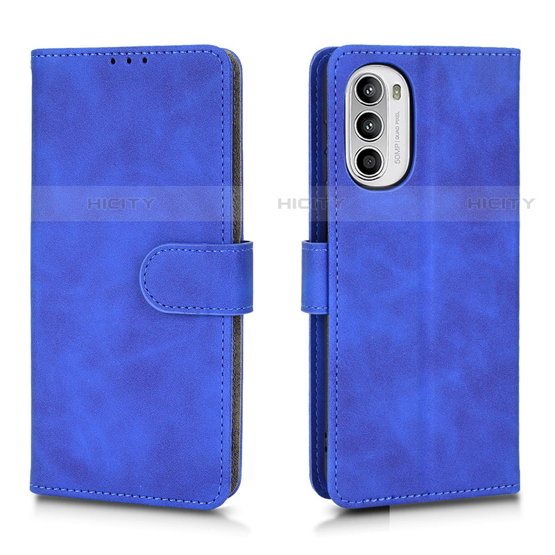 Coque Portefeuille Livre Cuir Etui Clapet L01Z pour Motorola MOTO G52 Bleu Plus