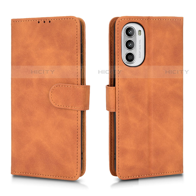 Coque Portefeuille Livre Cuir Etui Clapet L01Z pour Motorola Moto G52j 5G Marron Plus