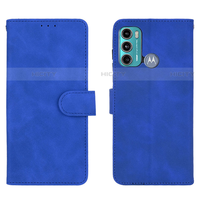 Coque Portefeuille Livre Cuir Etui Clapet L01Z pour Motorola Moto G60 Bleu Plus