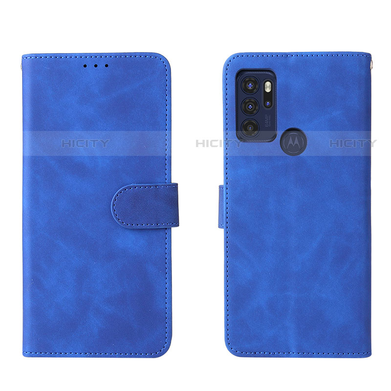 Coque Portefeuille Livre Cuir Etui Clapet L01Z pour Motorola Moto G60s Bleu Plus