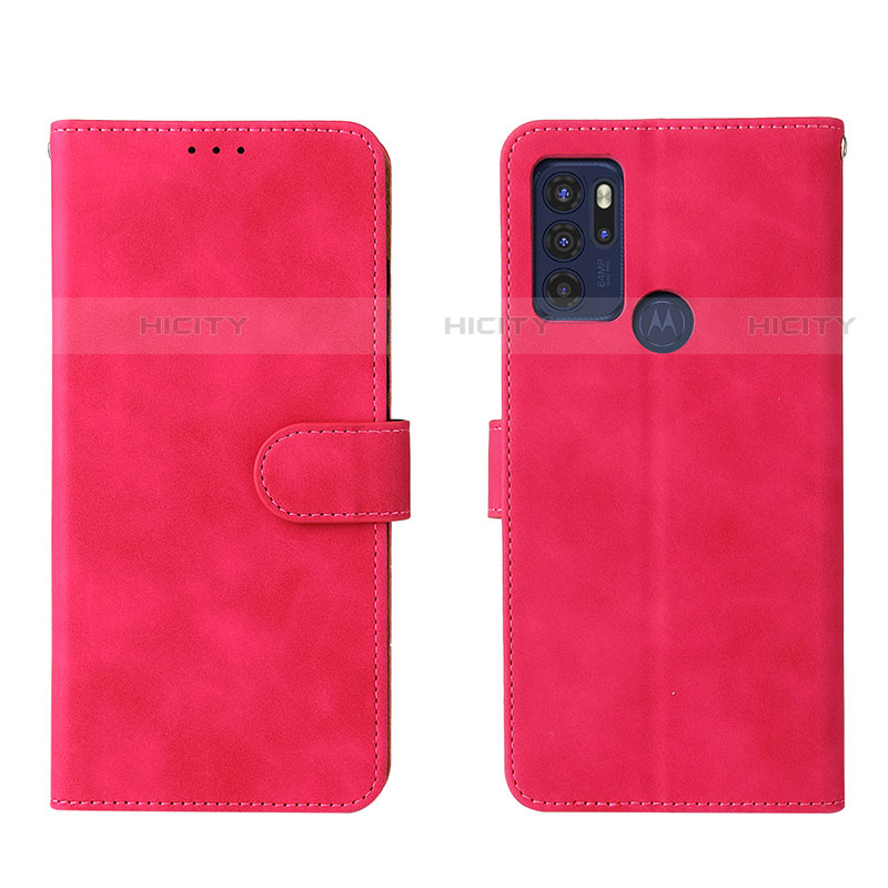 Coque Portefeuille Livre Cuir Etui Clapet L01Z pour Motorola Moto G60s Rose Rouge Plus