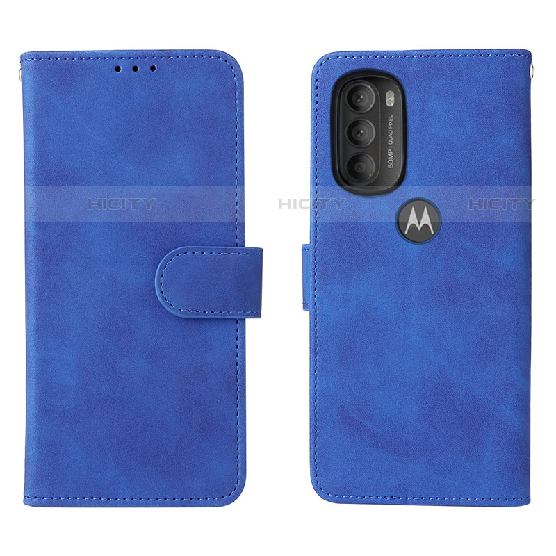 Coque Portefeuille Livre Cuir Etui Clapet L01Z pour Motorola Moto G71 5G Bleu Plus