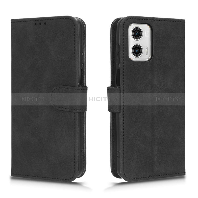 Coque Portefeuille Livre Cuir Etui Clapet L01Z pour Motorola Moto G73 5G Noir Plus