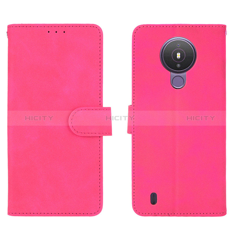 Coque Portefeuille Livre Cuir Etui Clapet L01Z pour Nokia 1.4 Rose Rouge Plus