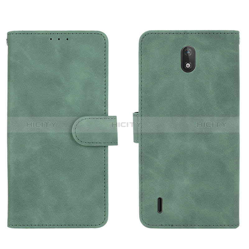 Coque Portefeuille Livre Cuir Etui Clapet L01Z pour Nokia C2 Vert Plus