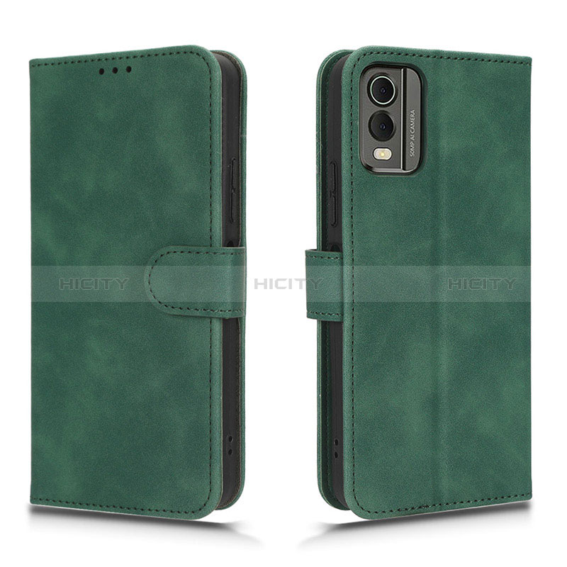 Coque Portefeuille Livre Cuir Etui Clapet L01Z pour Nokia C210 Vert Plus